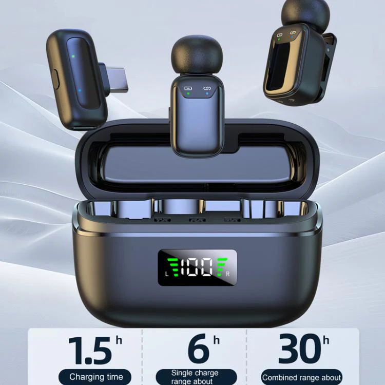 8 Pin Dual Microphone Mini Wireless Finger Clip Microphone Mobile Phone Live Noise Reduction Bluetooth Microphone(Black) - Image 5