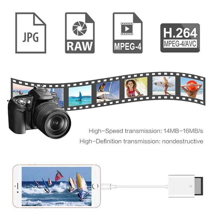 8 Pin to SD Card Camera Reader Adapter (White) - Image 5
