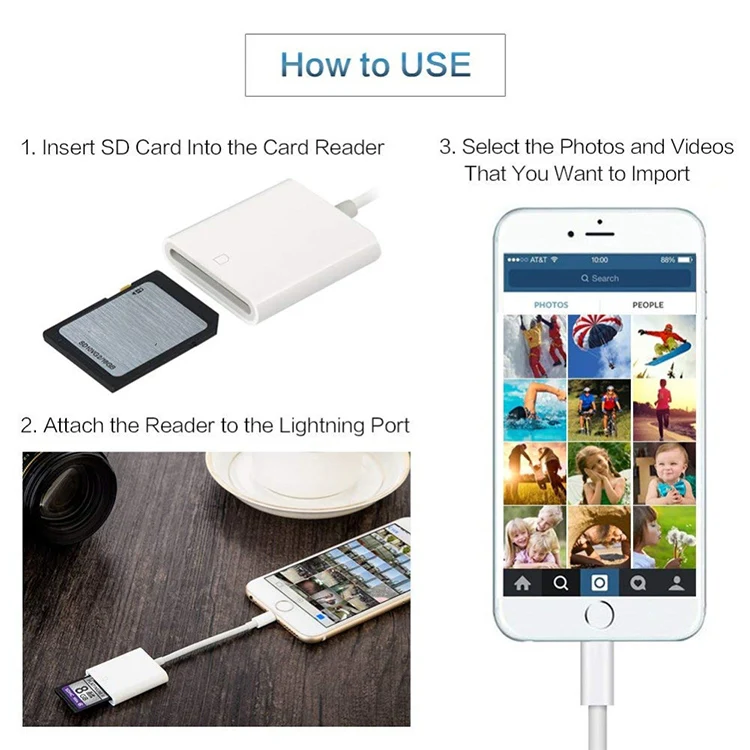 8 Pin to SD Card Camera Reader(White) - Image 4