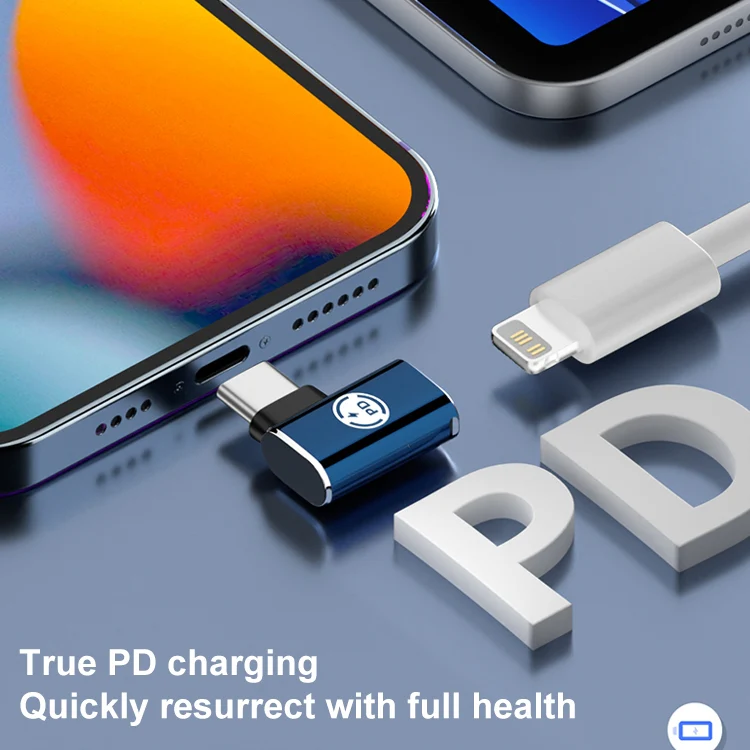 8 Pin to USB-C / Type-C Male Adapter Supports Charging & Data Transmission, Style:Side Bend - Image 3