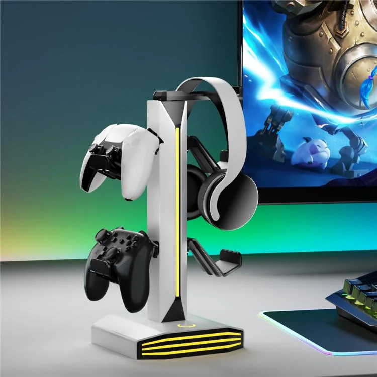 8006 USB Charging Ports 360 Degree Rotatable RGB Gaming Controller Holder Headphone Stand(Black) - Image 6