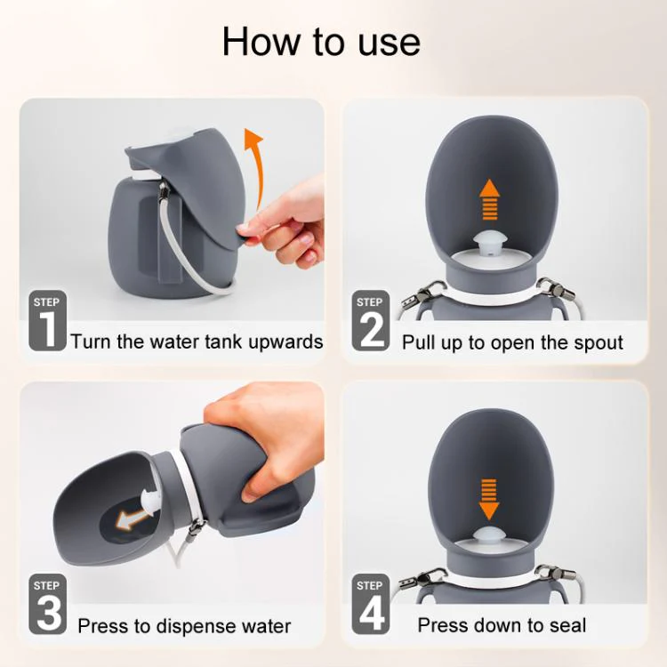 800ml Convenient Collapsible Pet Water Bottle Outdoor Dog Walking Drinking Waterer Mug(Gray) - Image 7