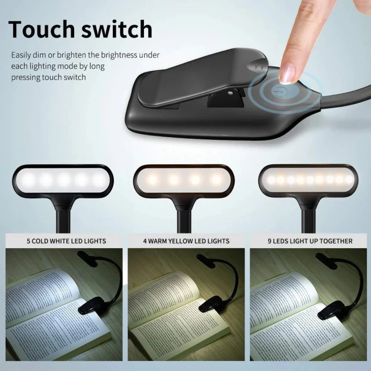 8021 Mini Book Clip Light LED Music Score Eye Protection Reading Lamp(Black) - Image 5
