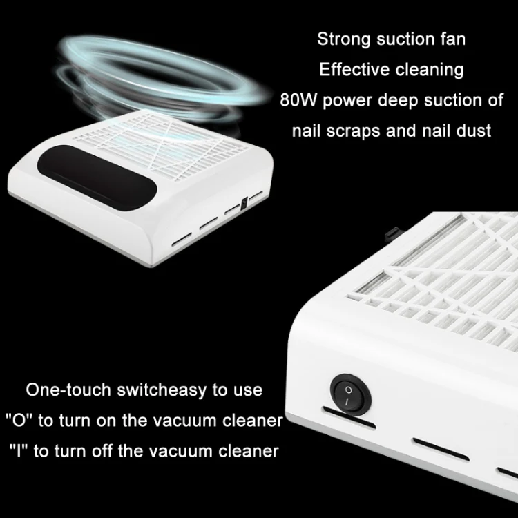 80W Manicure Vacuum Cleaner With Pull-Out Filter, Specification: US Plug (Gold) - Image 4