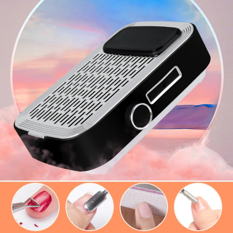 80W Wireless Rechargeable Nail Vacuum Cleaner, Specification: EU Plug (Black) - Image 6