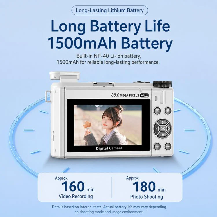 8K Digital Camera With 3.0 Inch IPS Screen 18X Zoom Auto Focus WiFi Micro Camera, Color: Black 32GB Memory Card+USB Card Reader - Image 10