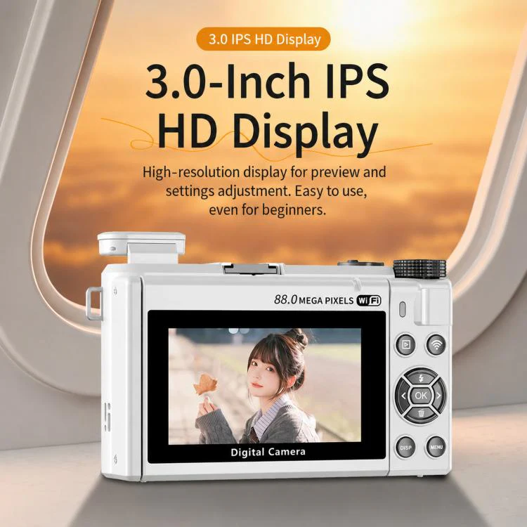 8K Digital Camera With 3.0 Inch IPS Screen 18X Zoom Auto Focus WiFi Micro Camera, Color: Pink 128GB Memory Card+USB Card Reader - Image 4