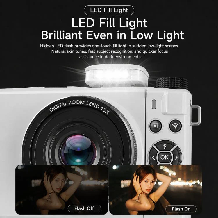 8K Digital Camera With 3.0 Inch IPS Screen 18X Zoom Auto Focus WiFi Micro Camera, Color: Pink No Memory Card - Image 7