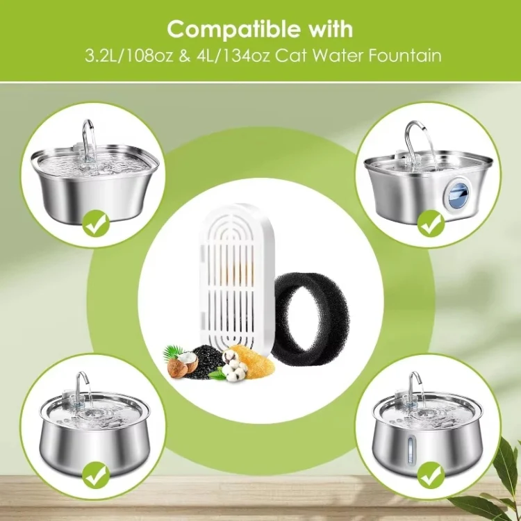 9+9pcs /Box Pet Water Fountain Replacement Filters Dog And Cat Drinking Water Filter Cartridges With Pre-Filter Sponges - Image 7