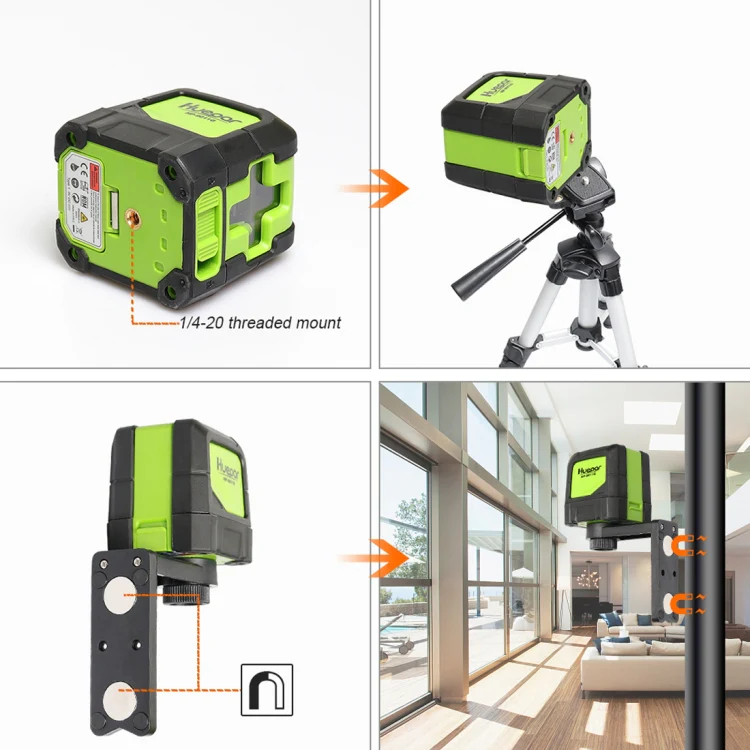 9011G 1V1H 15mW 2 Line Green Beam Laser Level Covering Walls and Floors(Green) - Image 4