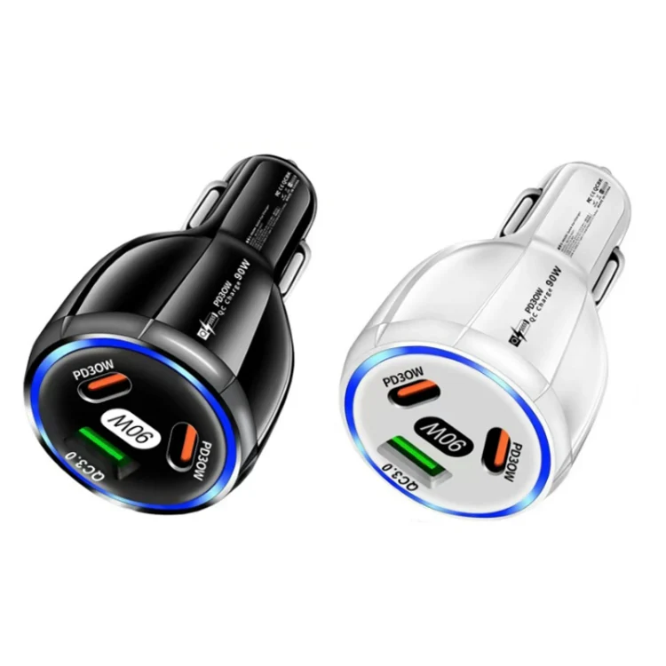 90W Super Fast Charging USB-C Car Charger Dual PD 30W+QC3.0 Charging Station(Black) - Image 2