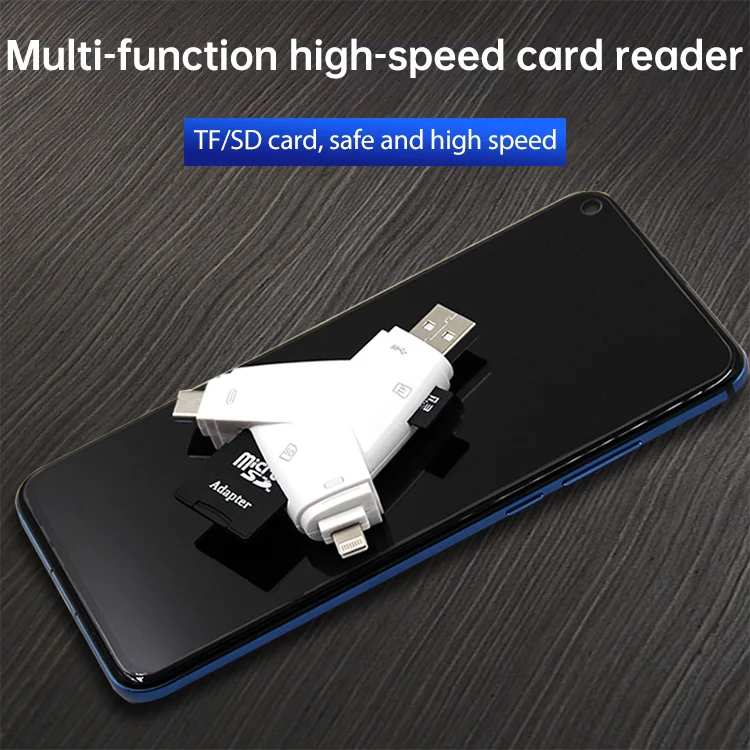 919 3 in 1 USB + USB-C / Type-C + 8 Pin Interfaces TF / SD Card Reader with OTG - Image 4