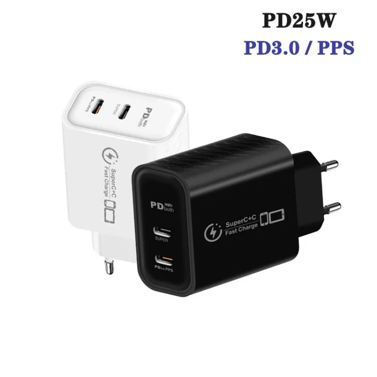 949-2C PD25W Dual Type-C Charger Supporting PD3.0 / PPS Protocol, EU Plug(White) - Image 3