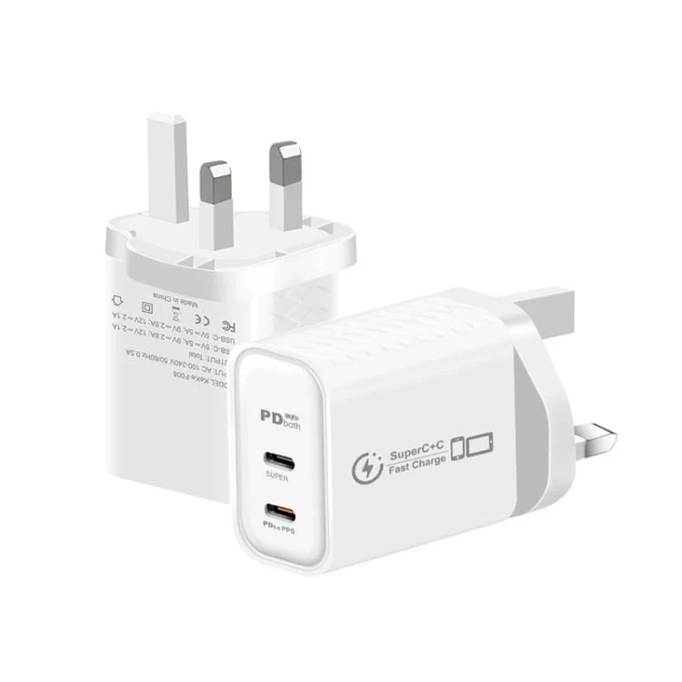 949-2C PD25W Dual Type-C Charger Supporting PD3.0 / PPS Protocol, UK Plug(White)