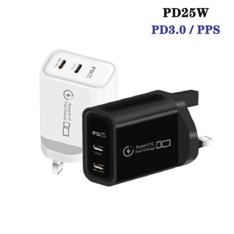949-2C PD25W Dual Type-C Charger Supporting PD3.0 / PPS Protocol, UK Plug(White) - Image 3