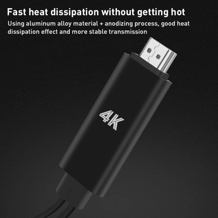 9572A USB Power Supply USB-C/Type-C to HDMI 4K Aluminum Alloy Cable, Length: 1.8m(Black) - Image 5