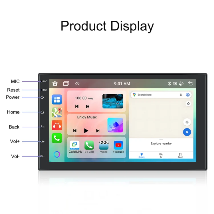 9inch Android 13.0 Dual Butt Universal Wireless Carplay Car Navigation Center Control All-In-One Monitor(Standard+AHD Camera) - Image 5