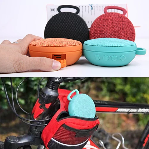 A01L Cloth Texture Round Portable Mini Bluetooth Speaker, Support Hands-free Call & TF Card(Blue) - Image 4