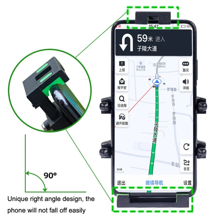 A02 Motorcycle Mobile Phone Navigation Bracket Car Riding Anti-shock Aluminum Alloy Rack(Rearview Mirror Model) - Image 3
