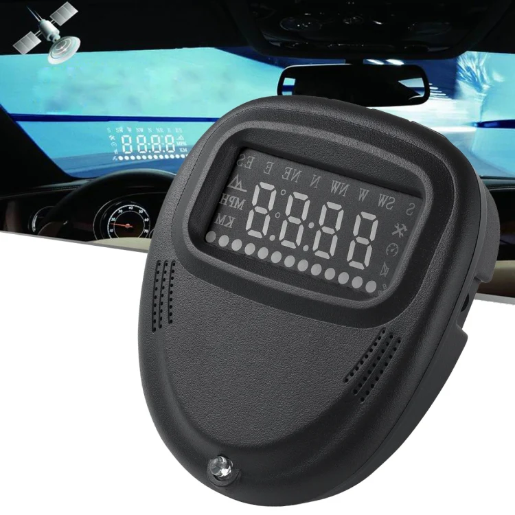 A1 2.0 inch Car GPS HUD Head Up Display Vehicle-mounted Security System, Support Speed & Real Time & Altitude & Over Speed Alarm & Compass & MPH & Auto Sleeping & KM & Satellite Signal