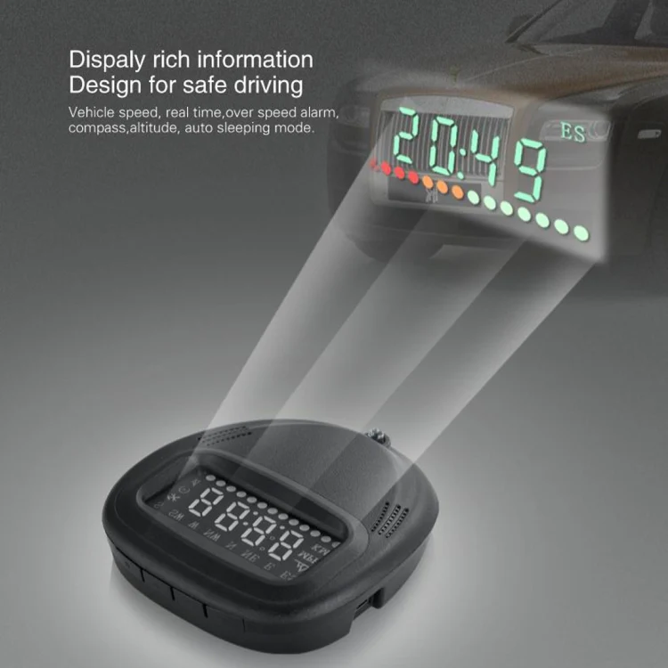A1 2.0 inch Car GPS HUD Head Up Display Vehicle-mounted Security System, Support Speed & Real Time & Altitude & Over Speed Alarm & Compass & MPH & Auto Sleeping & KM & Satellite Signal - Image 10