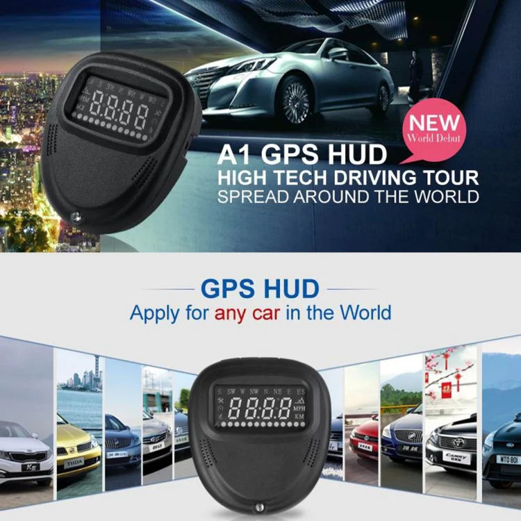 A1 2.0 inch Car GPS HUD Head Up Display Vehicle-mounted Security System, Support Speed & Real Time & Altitude & Over Speed Alarm & Compass & MPH & Auto Sleeping & KM & Satellite Signal - Image 6
