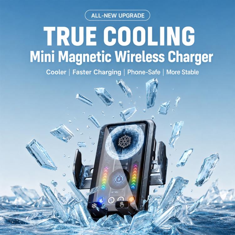 A1 Magnetic Cooling 15W Wireless Fast Charger Car Air Outlet Holder Bracket(Black) - Image 2