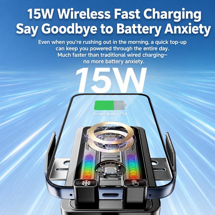 A1 Magnetic Cooling 15W Wireless Fast Charger Car Air Outlet Holder Bracket(Black) - Image 3