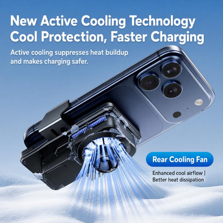 A1 Magnetic Cooling 15W Wireless Fast Charger Car Air Outlet Holder Bracket(Black) - Image 4