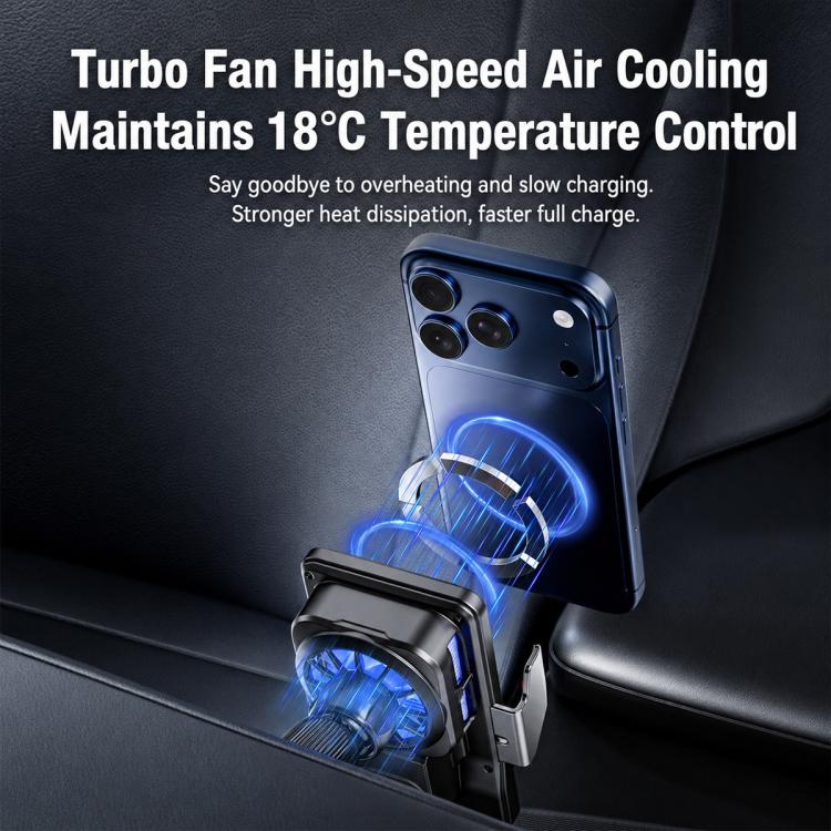 A1 Magnetic Cooling 15W Wireless Fast Charger Car Air Outlet Holder Bracket(Black) - Image 6