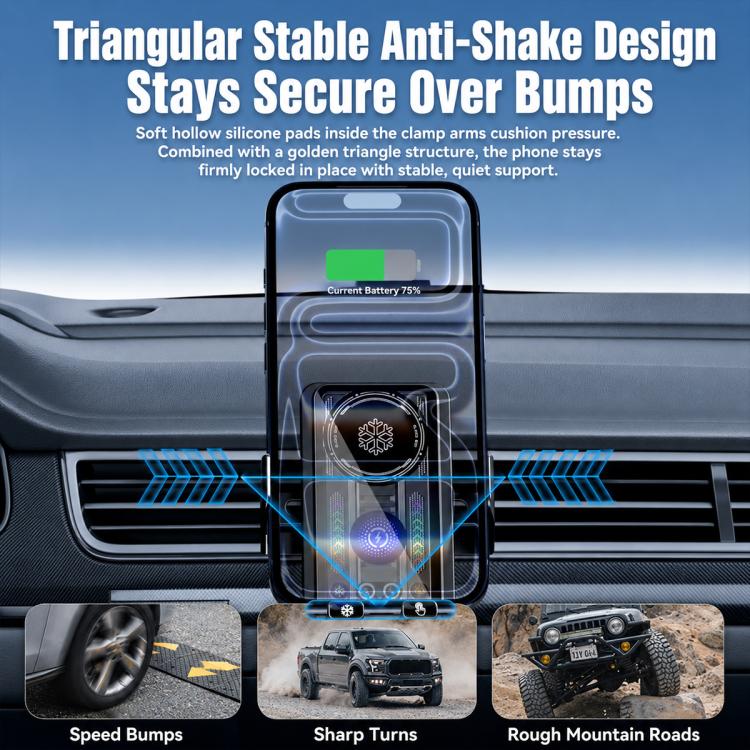 A1 Magnetic Cooling 15W Wireless Fast Charger Car Air Outlet Holder Bracket(Black) - Image 7