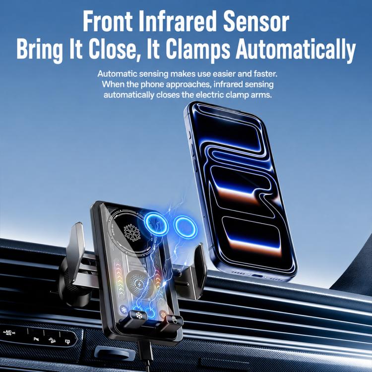 A1 Magnetic Cooling 15W Wireless Fast Charger Car Air Outlet Holder Bracket(Black) - Image 8