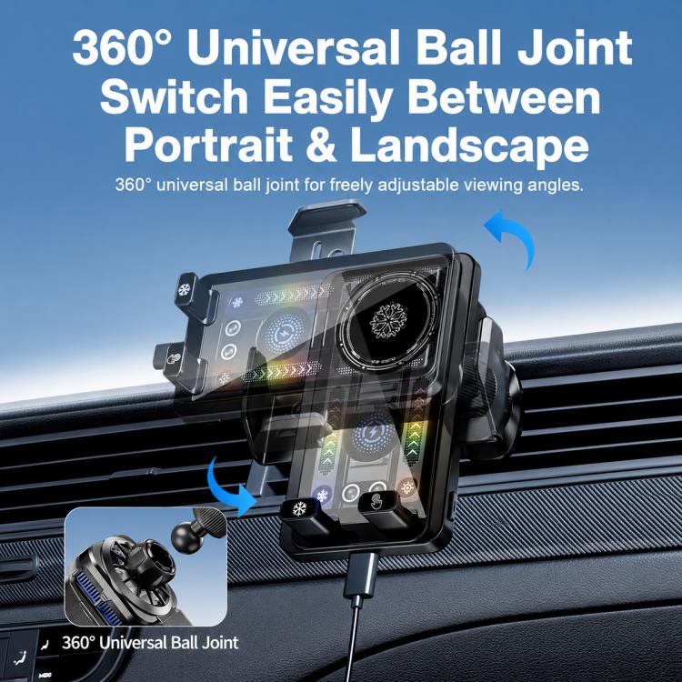 A1 Magnetic Cooling 15W Wireless Fast Charger Car Air Outlet Holder Bracket(Black) - Image 9