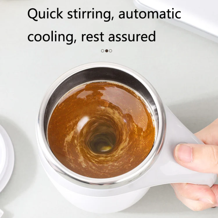 A223 Stainless Steel Automatic Magnetized Coffee Mixing Cup(White) - Image 4