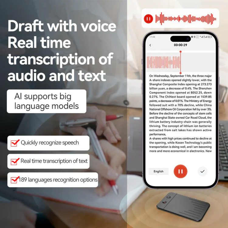 A3 Dual-key V-stripe Texture Ultra-thin AI Smart Voice Recorder Support AIREC-APP, Memory:128GB(Black) - Image 9