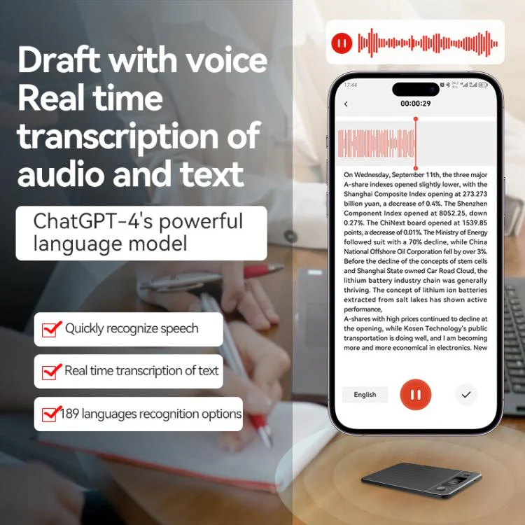 A3P 0.42-inch Mid Display Stripe Texture Ultra-thin AI Smart Voice Recorder Support AIREC-APP, Memory:256GB(Black) - Image 9
