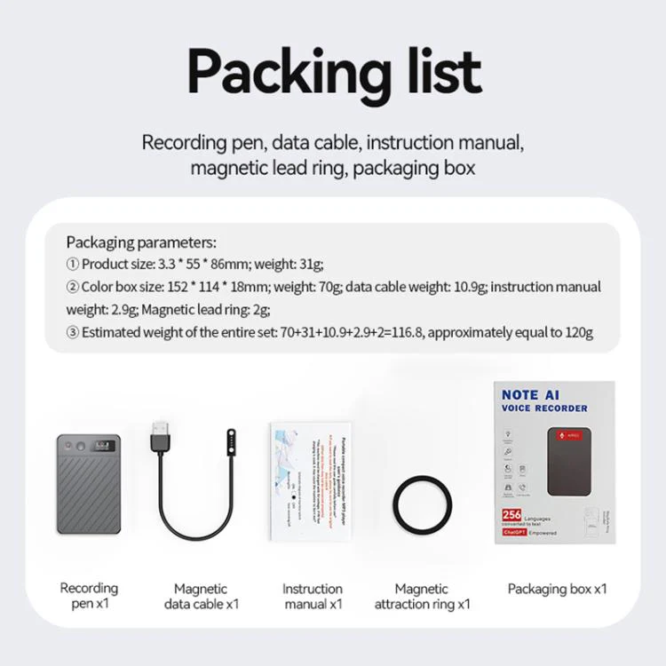 A3P 0.42-inch Right Display Twill Texture Ultra-thin AI Smart Voice Recorder Support AIREC-APP, Memory:256GB(Black) - Image 10