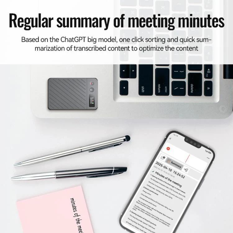 A3P 0.42-inch Right Display Twill Texture Ultra-thin AI Smart Voice Recorder Support AIREC-APP, Memory:256GB(Black) - Image 7