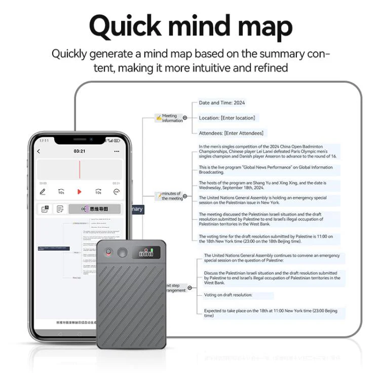 A3P 0.42-inch Right Display Twill Texture Ultra-thin AI Smart Voice Recorder Support AIREC-APP, Memory:8GB(Black) - Image 8