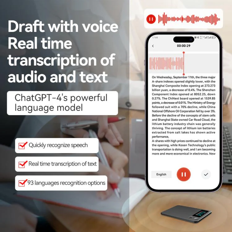 A3P 0.96-inch Left Display Dual-key Ultra-thin AI Smart Voice Recorder Support AIREC-APP, Memory:256GB(Black) - Image 9