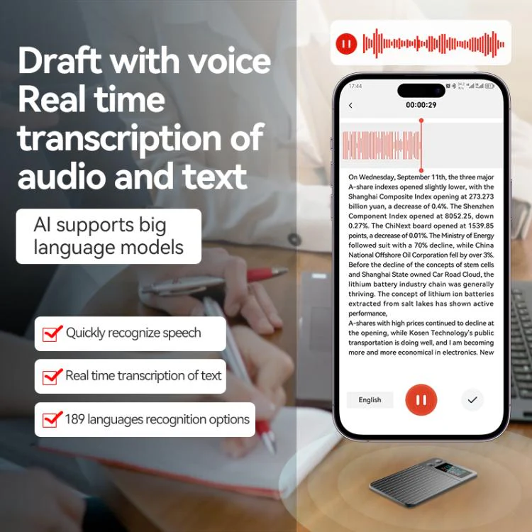 A3P 0.96-inch Right Display Stripe Texture Ultra-thin AI Smart Voice Recorder Support AIREC-APP, Memory:32GB(Black) - Image 9