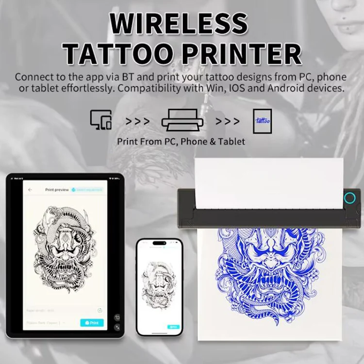 A41 203DPI Portable Tattoo Printer Office Study Bluetooth HD Thermal Printer(White) - Image 7