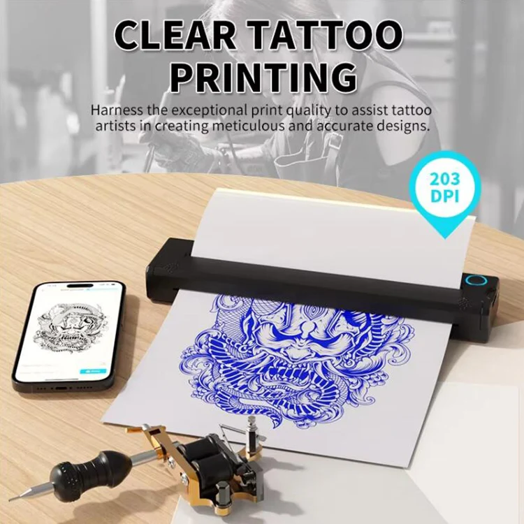 A41 203DPI Portable Tattoo Printer Office Study Bluetooth HD Thermal Printer(White) - Image 9