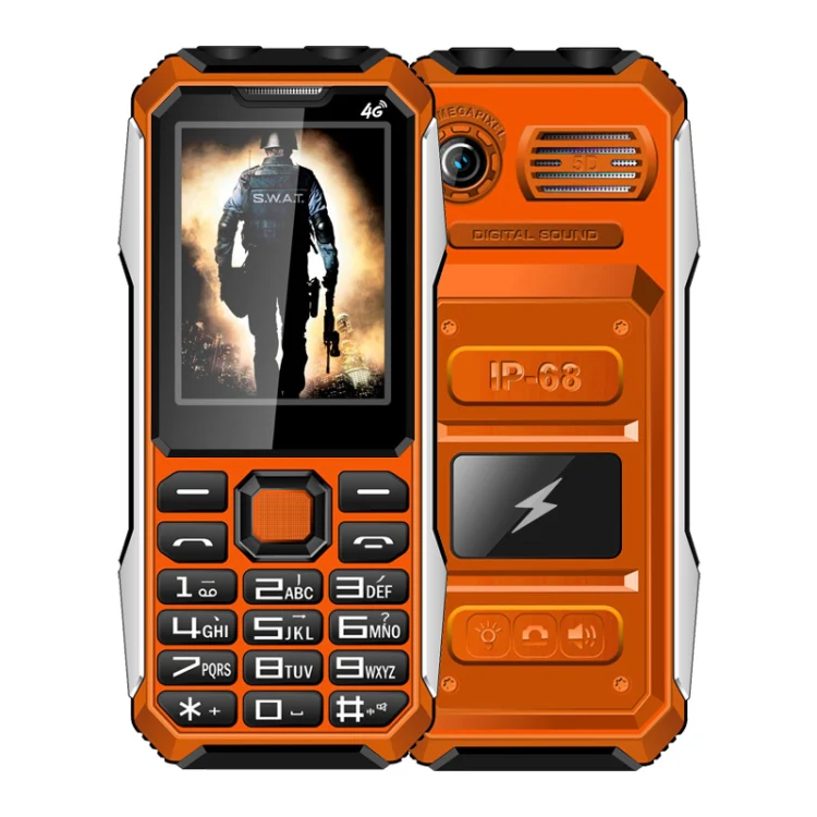 A6 4G Full Network Triple Proofing Elder Phone, Waterproof Shockproof Dustproof, 6800mAh Battery, 2.4 inch, 21 Keys, LED Flashlight, FM, SOS, Dual SIM, Network: 4G(Orange)