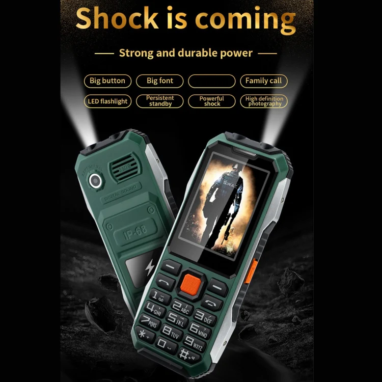 A6 4G Full Network Triple Proofing Elder Phone, Waterproof Shockproof Dustproof, 6800mAh Battery, 2.4 inch, 21 Keys, LED Flashlight, FM, SOS, Dual SIM, Network: 4G(Orange) - Image 3