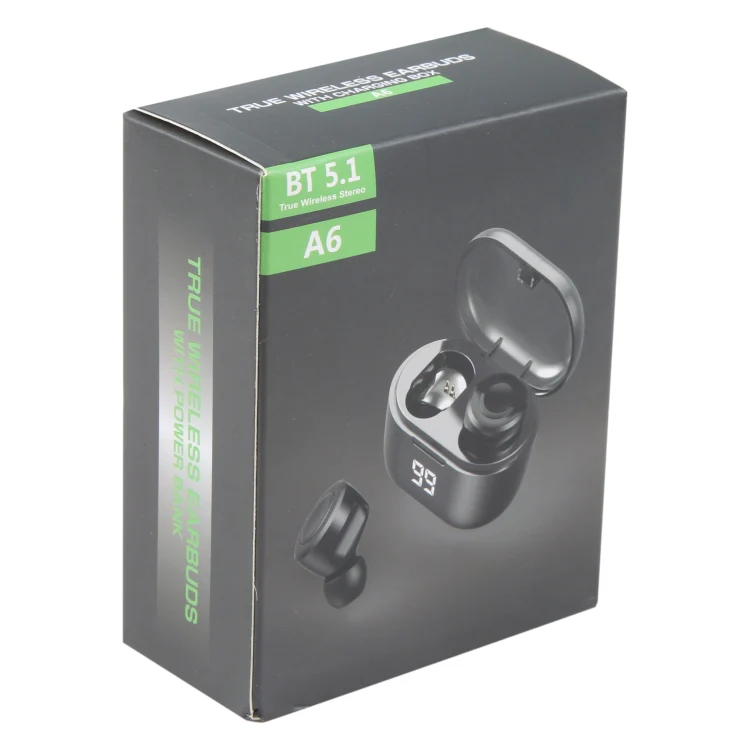 A6 Bluetooth 5.0 True Wireless Bluetooth Earphone with Charging Box(Black) - Image 7