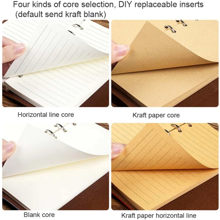 A6 PU Maple Retro Straps Handbook Loose-leaf Notebook(Pink) - Image 3