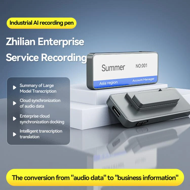 A7 Employee ID Badge AI Voice Recorder with Pin Support AIREC-APP, Memory:16GB(Grey) - Image 3