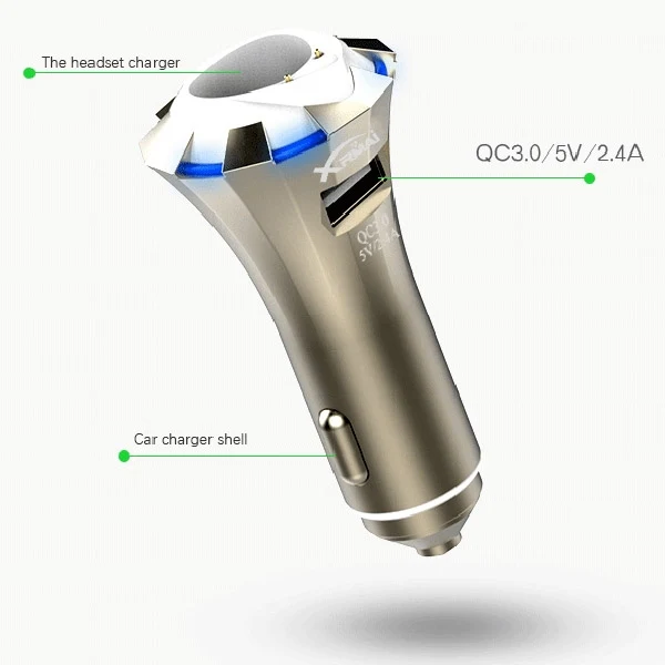 A8 3 in 1 Bluetooth Earphone & Safety Hammer & Car Charger, Support Hands-free Call & USB Quick Charger Function - Image 12