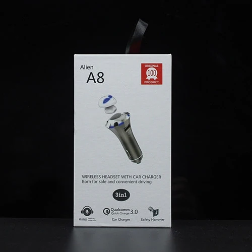 A8 3 in 1 Bluetooth Earphone & Safety Hammer & Car Charger, Support Hands-free Call & USB Quick Charger Function - Image 15